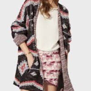 Maje Maori Jacquard Open Front Knit Cardigan Sweater Long Sleeve Size: S | 1